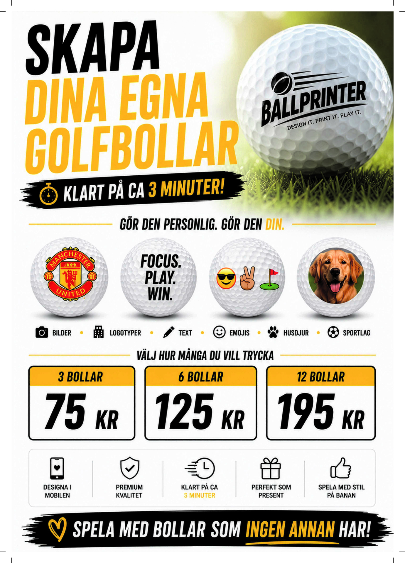 Skylt bardisk A4 – Skapa dina egna golfbollar (PDF)